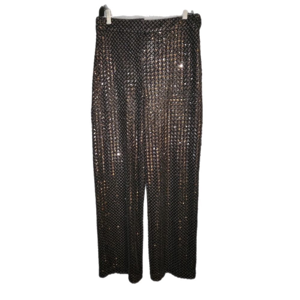 H&M Black Sequin Wide-Leg Trousers